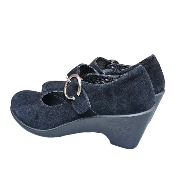 Black MaryJane Pumps Romika Size EU 41 US 10-10.5 Suede Leather Sport Wedge Heel - Picture 4 of 14
